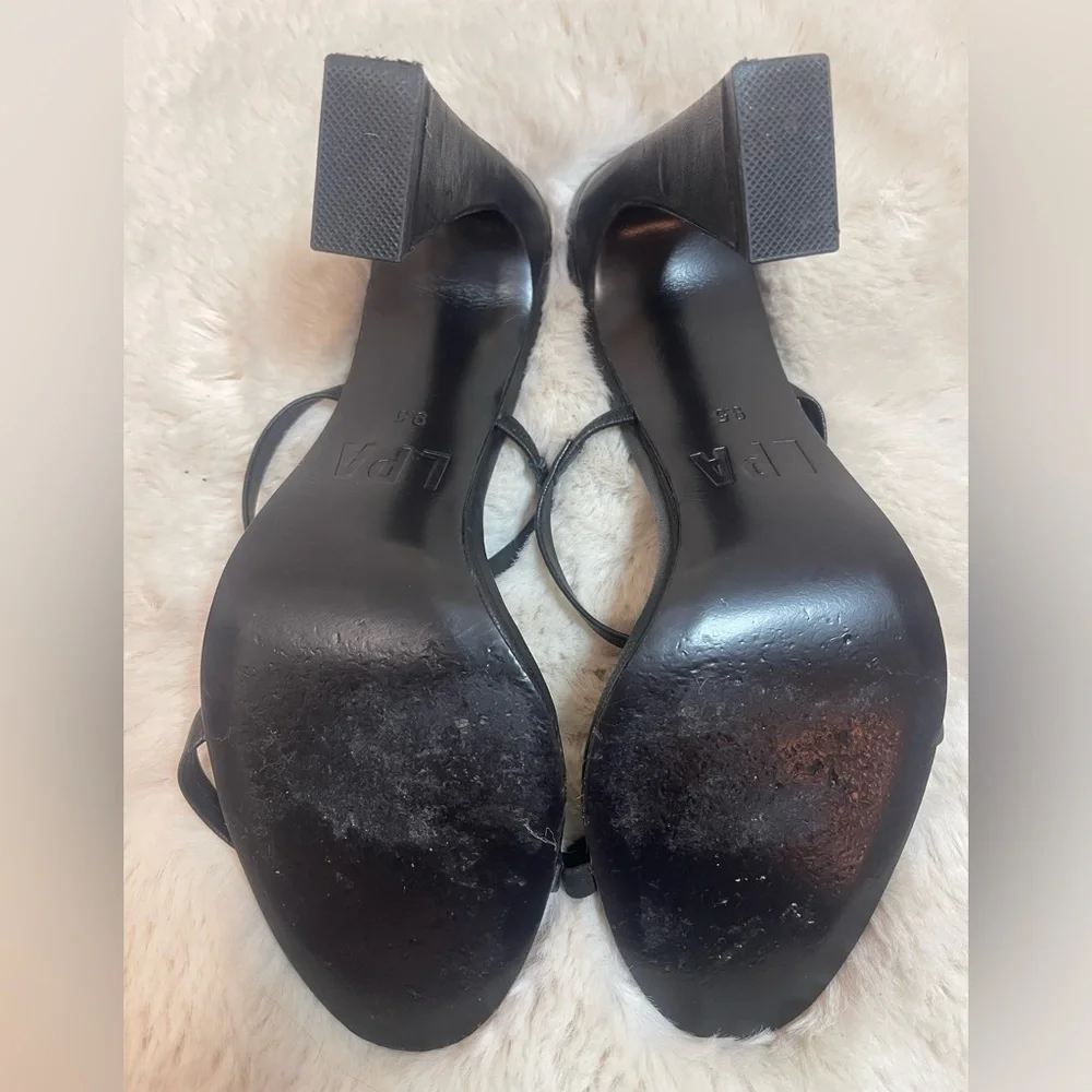 LPA Black Leather Strappy Caprice High Heel Sandals